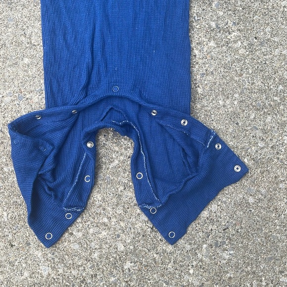 Posh Peanut Navy Blue Button Ribbed Long Sleeve Romper - Picture 4 of 6